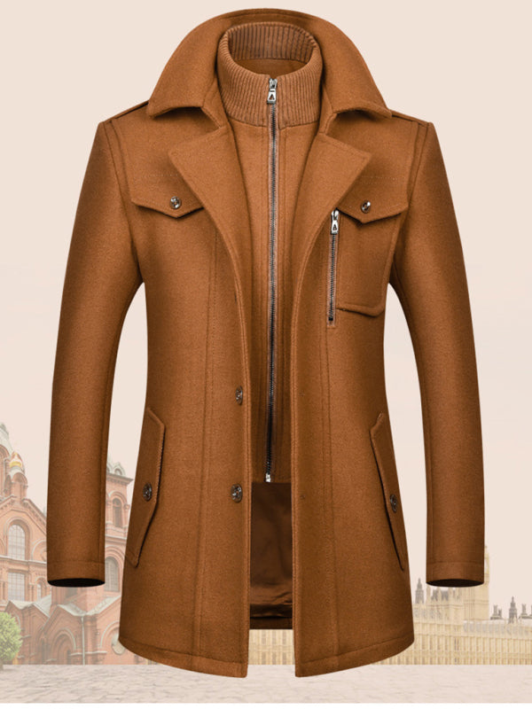 Men's wool zipper autumn and winter double collar coat Shello's Creative Boutique