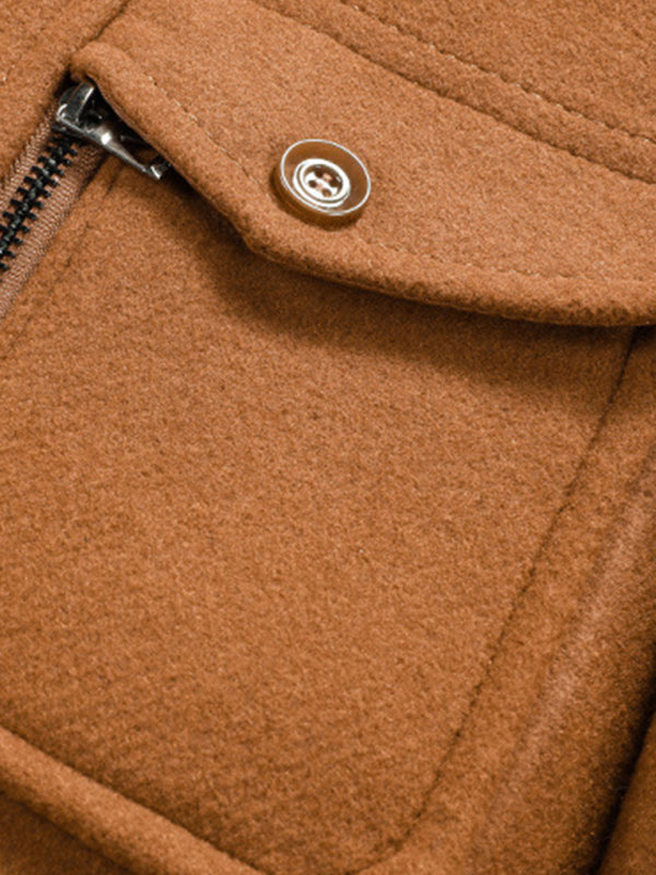 Men's wool zipper autumn and winter double collar coat Shello's Creative Boutique