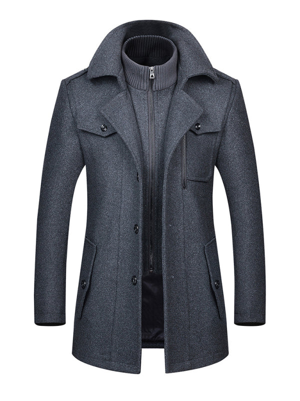 Men's wool zipper autumn and winter double collar coat Shello's Creative Boutique