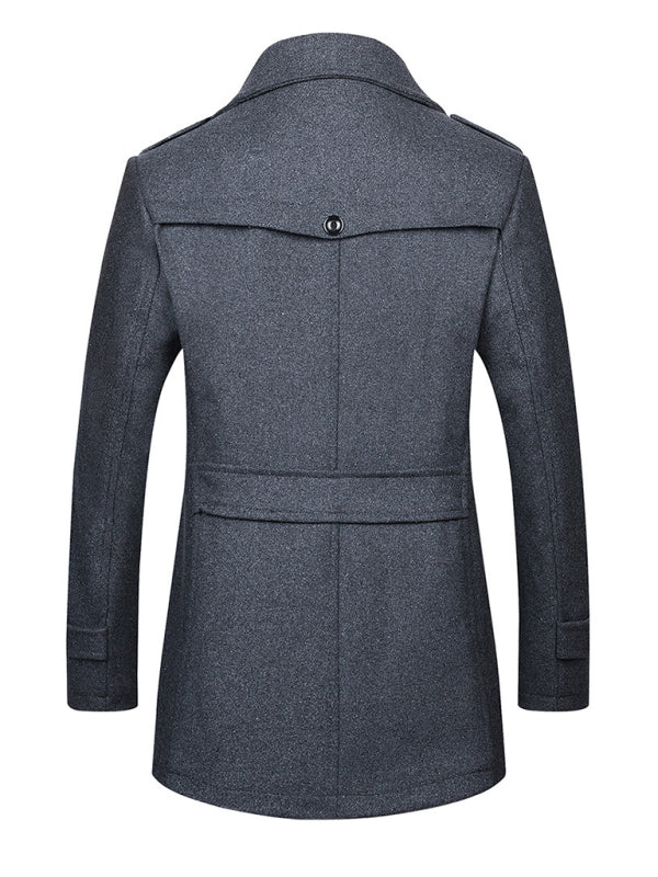 Men's wool zipper autumn and winter double collar coat Shello's Creative Boutique