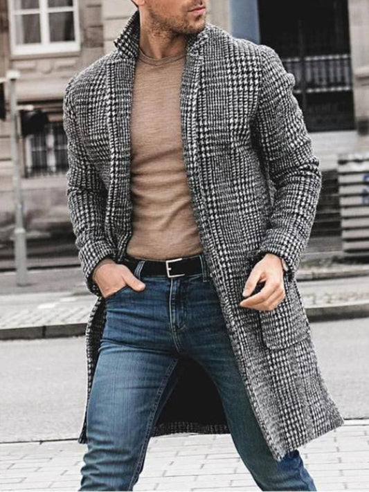 Men's native houndstooth youth woolen coat mid-length coat Shello's Creative Boutique