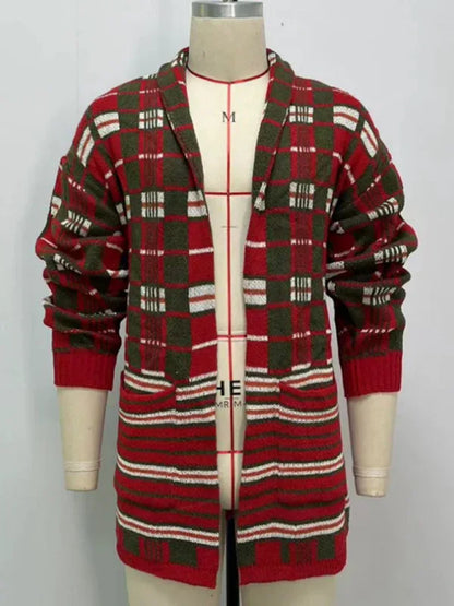 Men's New Fashion Plaid Knitted Cardigan - Shello's Creative Boutique