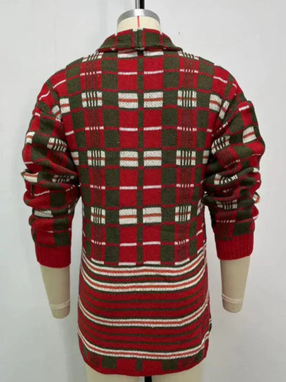 Men's New Fashion Plaid Knitted Cardigan - Shello's Creative Boutique