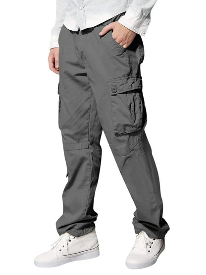 Men's multi-pocket loose casual straight cargo pants - Shello's Creative Boutique