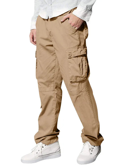Men's multi-pocket loose casual straight cargo pants - Shello's Creative Boutique