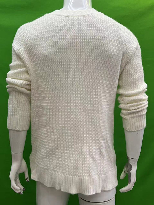 Men's Casual Fashion Shoulder Contrast Color Long Sleeve Knitted Sweater Shello's Creative Boutique