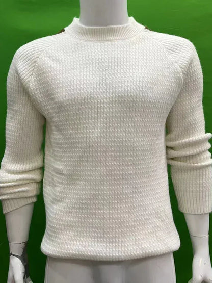 Men's Casual Fashion Shoulder Contrast Colour Long Sleeve Knitted Sweater - Shello's Creative Boutique