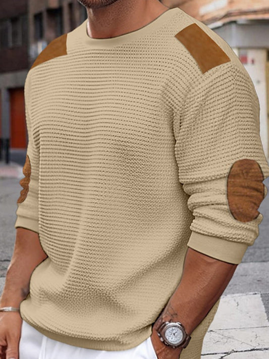 Men's Autumn-Winter Patchwork Textured Sweater Shello's Creative Boutique