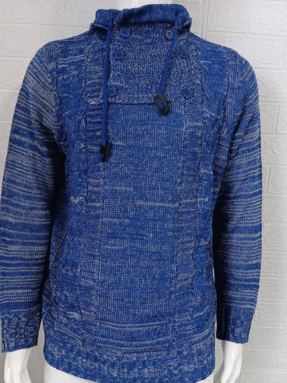 Men's Casual Knit Button-Up Turtleneck Sweater - Shello's Creative Boutique