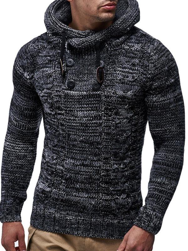 Men's Casual Knit Button-Up Turtleneck Sweater - Shello's Creative Boutique