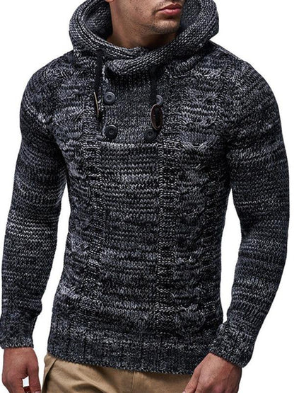 Men's Casual Knit Button-Up Turtleneck Sweater - Shello's Creative Boutique