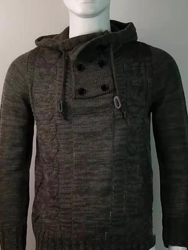 Men's Casual Knit Button-Up Turtleneck Sweater - Shello's Creative Boutique