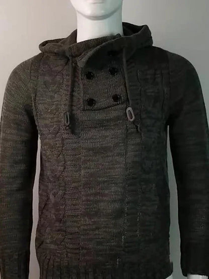 Men's Casual Knit Button-Up Turtleneck Sweater - Shello's Creative Boutique