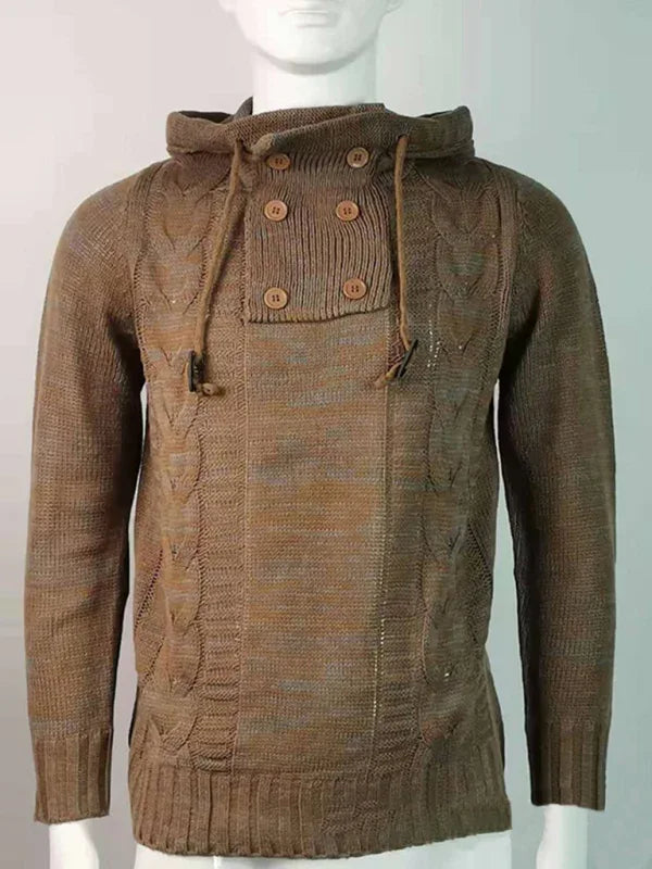 Men's Casual Knit Button-Up Turtleneck Sweater - Shello's Creative Boutique