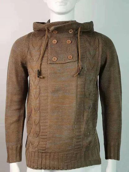 Men's Casual Knit Button-Up Turtleneck Sweater - Shello's Creative Boutique