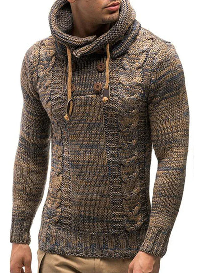 Men's Casual Knit Button-Up Turtleneck Sweater - Shello's Creative Boutique