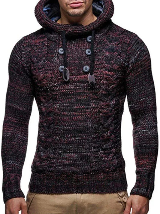 Men's Casual Knit Button-Up Turtleneck Sweater - Shello's Creative Boutique