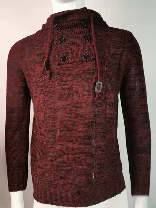 Men's Casual Knit Button-Up Turtleneck Sweater - Shello's Creative Boutique