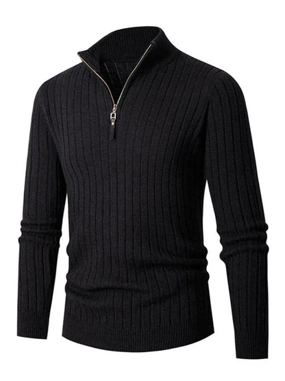 Men's Casual Solid Colour Round Neck Stretch Knitted Sweater - Shello's Creative Boutique