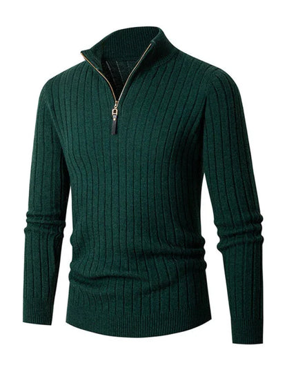 Men's Casual Solid Colour Round Neck Stretch Knitted Sweater - Shello's Creative Boutique