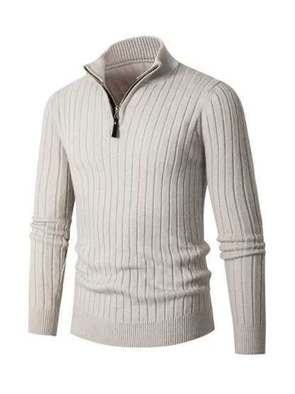 Men's Casual Solid Colour Round Neck Stretch Knitted Sweater - Shello's Creative Boutique