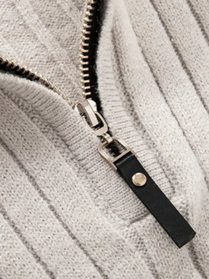 Men's Casual Solid Colour Round Neck Stretch Knitted Sweater - Shello's Creative Boutique