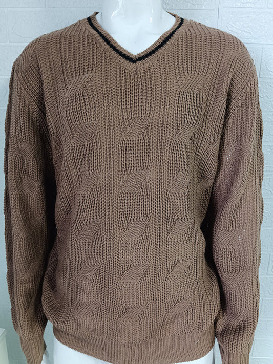 Men's Fashionable V-Neck Slim Fit Long Sleeve Knitted Sweater Shello's Creative Boutique