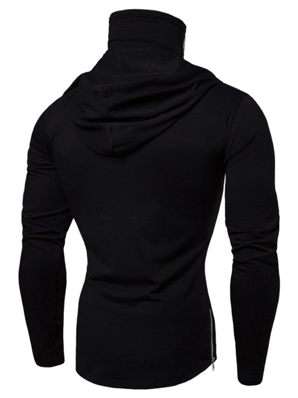Men's new fitness cycling elastic mask skull print hooded pullover long-sleeved T-shirt Shello's Creative Boutique