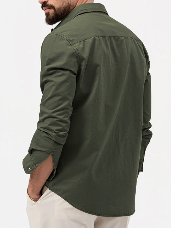 Men's new multi-pocket casual long-sleeved shirt top Shello Creative Boutique