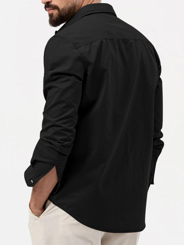 Men's new multi-pocket casual long-sleeved shirt top Shello Creative Boutique