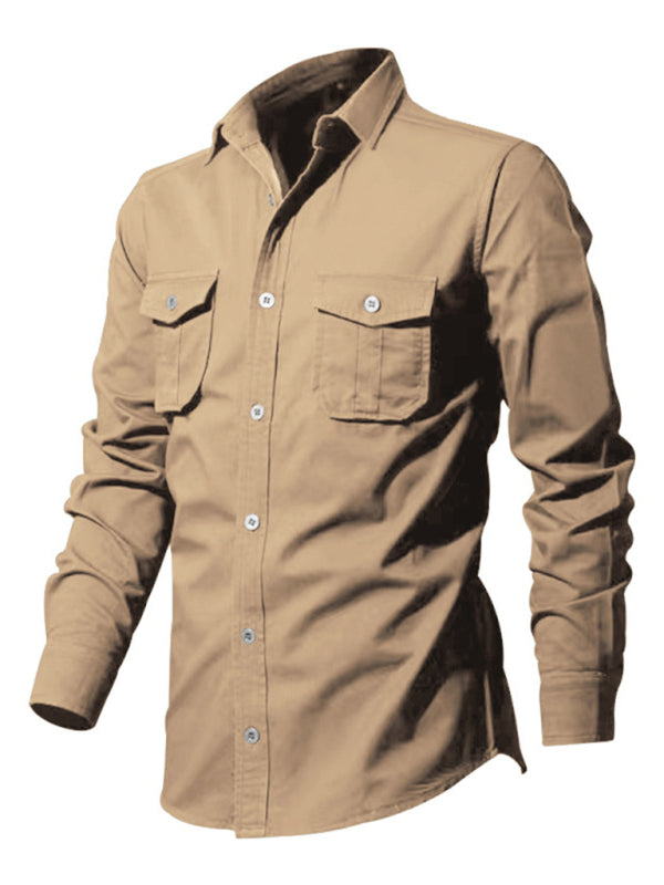 Men's new multi-pocket casual long-sleeved shirt top Shello Creative Boutique