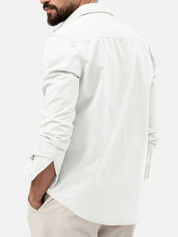Men's new multi-pocket casual long-sleeved shirt top Shello Creative Boutique