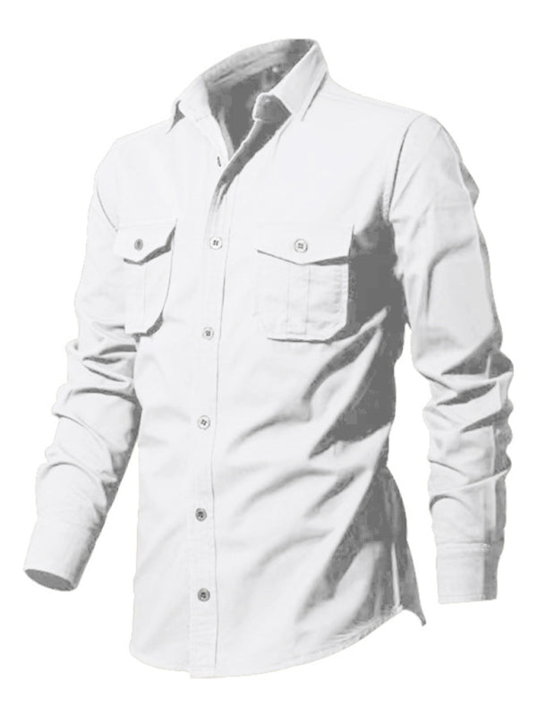 Men's new multi-pocket casual long-sleeved shirt top Shello Creative Boutique