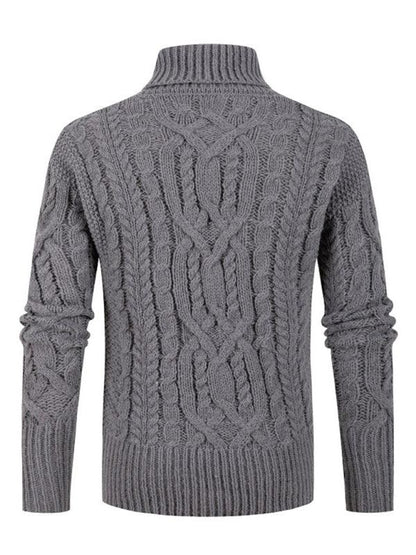 Men's New Solid Color Twist Pullover Long-Sleeved Sweater - Shello's Creative Boutique