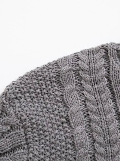 Men's New Solid Color Twist Pullover Long-Sleeved Sweater - Shello's Creative Boutique