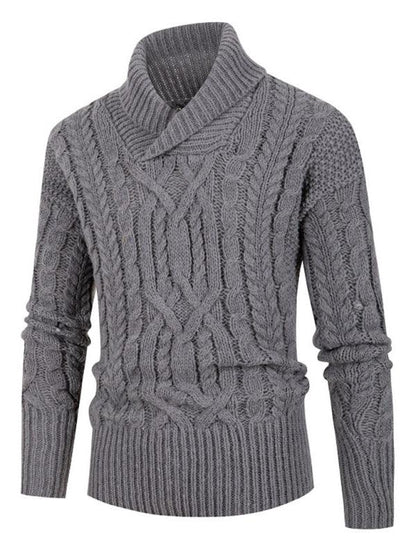 Men's New Solid Color Twist Pullover Long-Sleeved Sweater - Shello's Creative Boutique