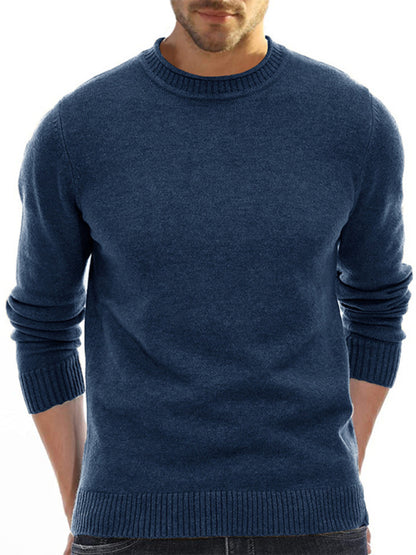 Men's new solid color long sleeve sweater Shello's Creative Boutique