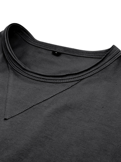 Men's new solid color round neck long sleeve cotton t-shirt Shello's Creative Boutique