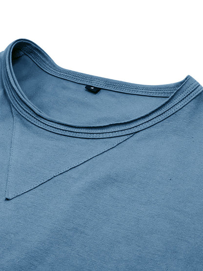 Men's new solid color round neck long sleeve cotton t-shirt Shello's Creative Boutique