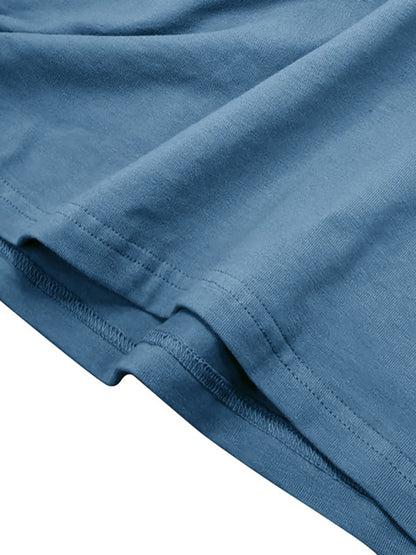 Men's new solid color round neck long sleeve cotton t-shirt Shello's Creative Boutique