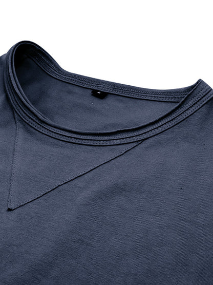 Men's new solid color round neck long sleeve cotton t-shirt Shello's Creative Boutique