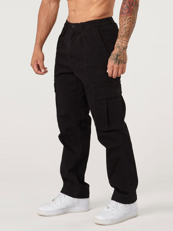 Men's spliced ​​solid color casual sports loose overalls