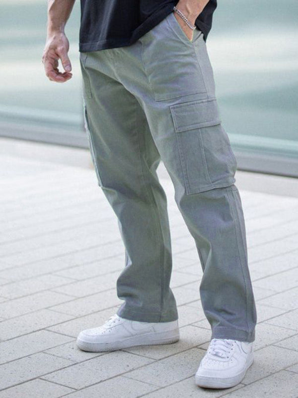 Men's spliced ​​solid color casual sports loose overalls