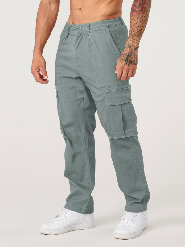 Men's spliced ​​solid color casual sports loose overalls
