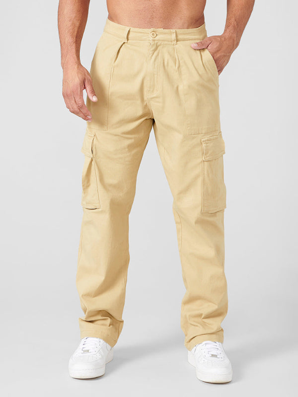 Men's spliced ​​solid color casual sports loose overalls