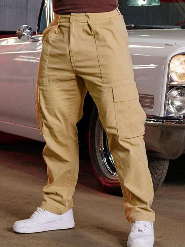 Men's spliced ​​solid color casual sports loose overalls