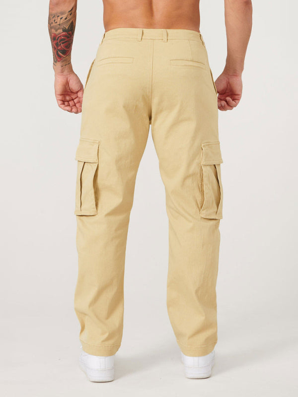 Men's spliced ​​solid color casual sports loose overalls