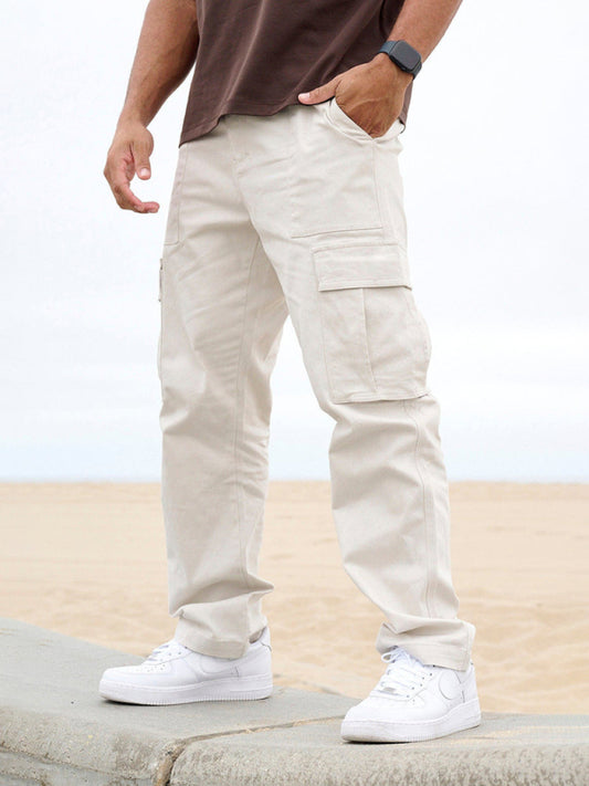 Men's spliced ​​solid color casual sports loose overalls