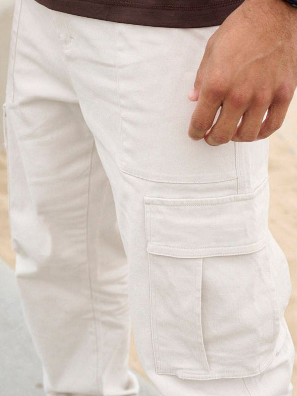 Men's spliced ​​solid color casual sports loose overalls