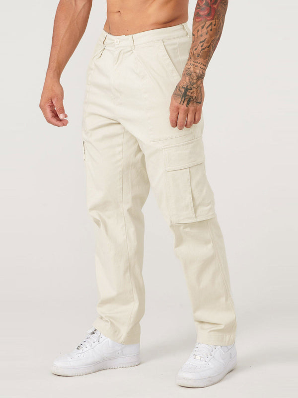 Men's spliced ​​solid color casual sports loose overalls